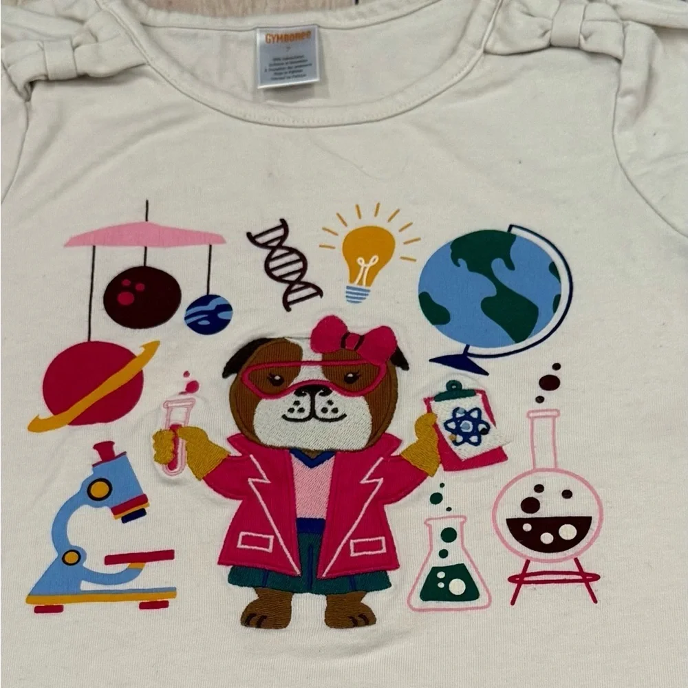 GYMBOREE girls Science Themed Cream T-Shirt/size 7